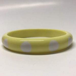 Retro Vintage Inspired Yellow White Polka Dot Fakelite Bangle Bracelet Funky Fun
